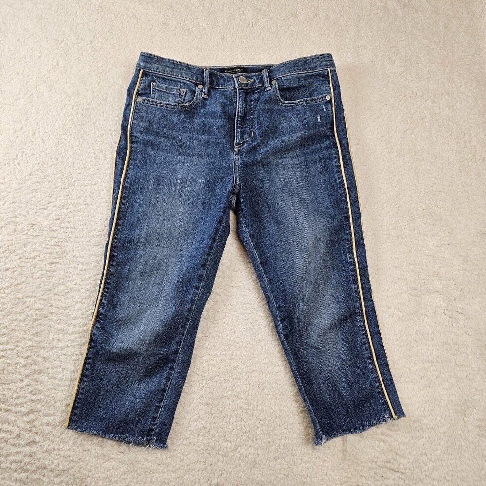 Banana Republic Jeans Women's Size 30S Mid‎ Rise Skinny Raw Hem Gold Trim Short